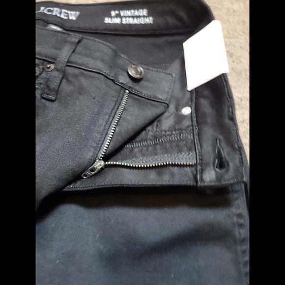 J Crew 9" Mid Rise Vintage Slim Straight Jeans in Charcoal Black Gray Wash Sz 25 - Picture 11 of 12